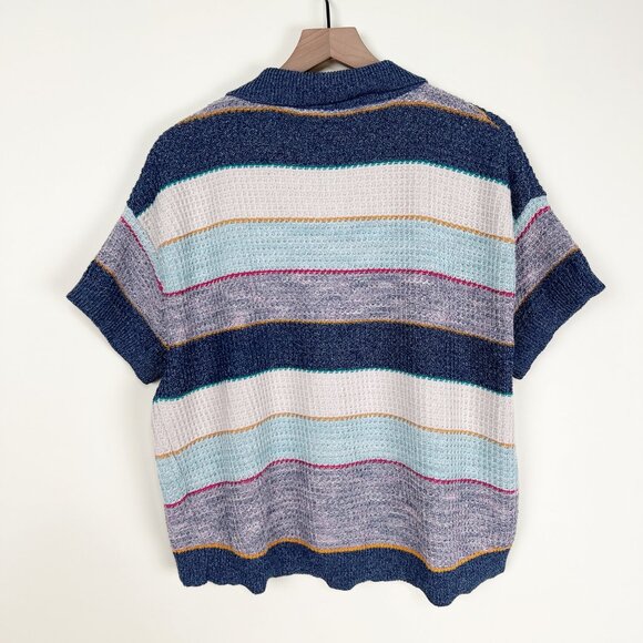 Anthropologie Knit Polo Top Nautical Boho Coastal Cowgirl Oversized Relaxed Fit - Picture 9 of 10